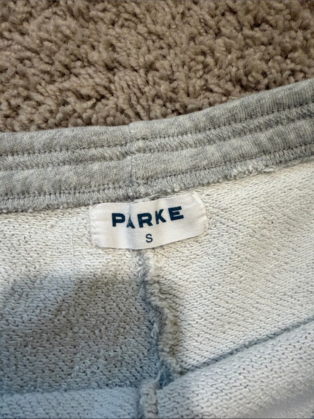 Parke Heather Gray Mockneck Sweatshirt AND Shorts with Navy Logo S/M - Picture 5 of 5